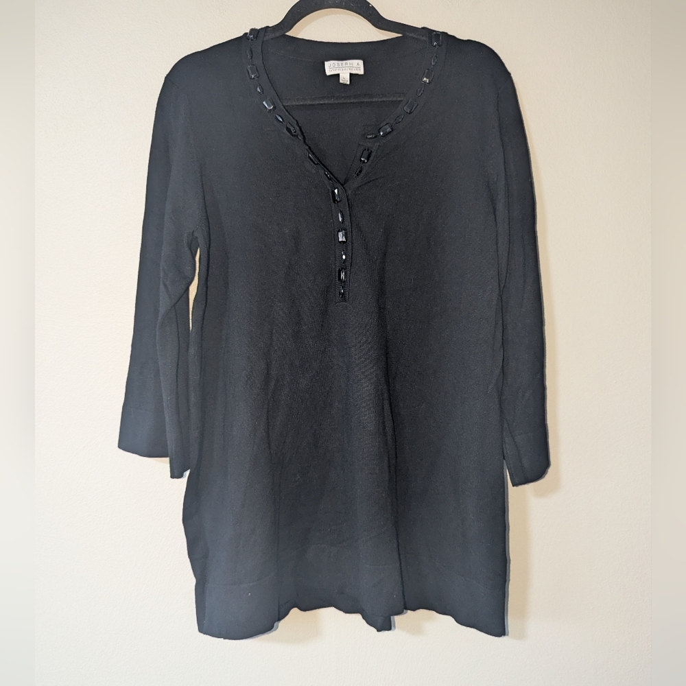XL Joseph A. Navy Embellished Pullover Sweater